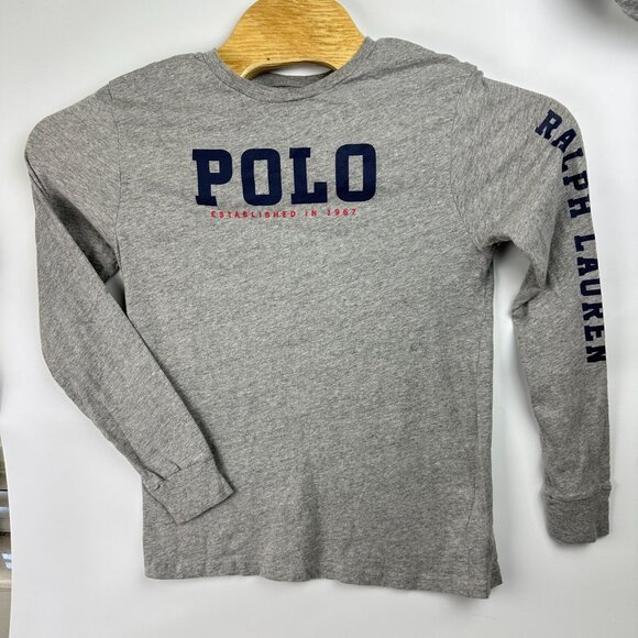 Ralph Lauren Polo  Shirt Unisex L  (14-16) Gray Long-Sleeve Graphic Print - Picture 11 of 14
